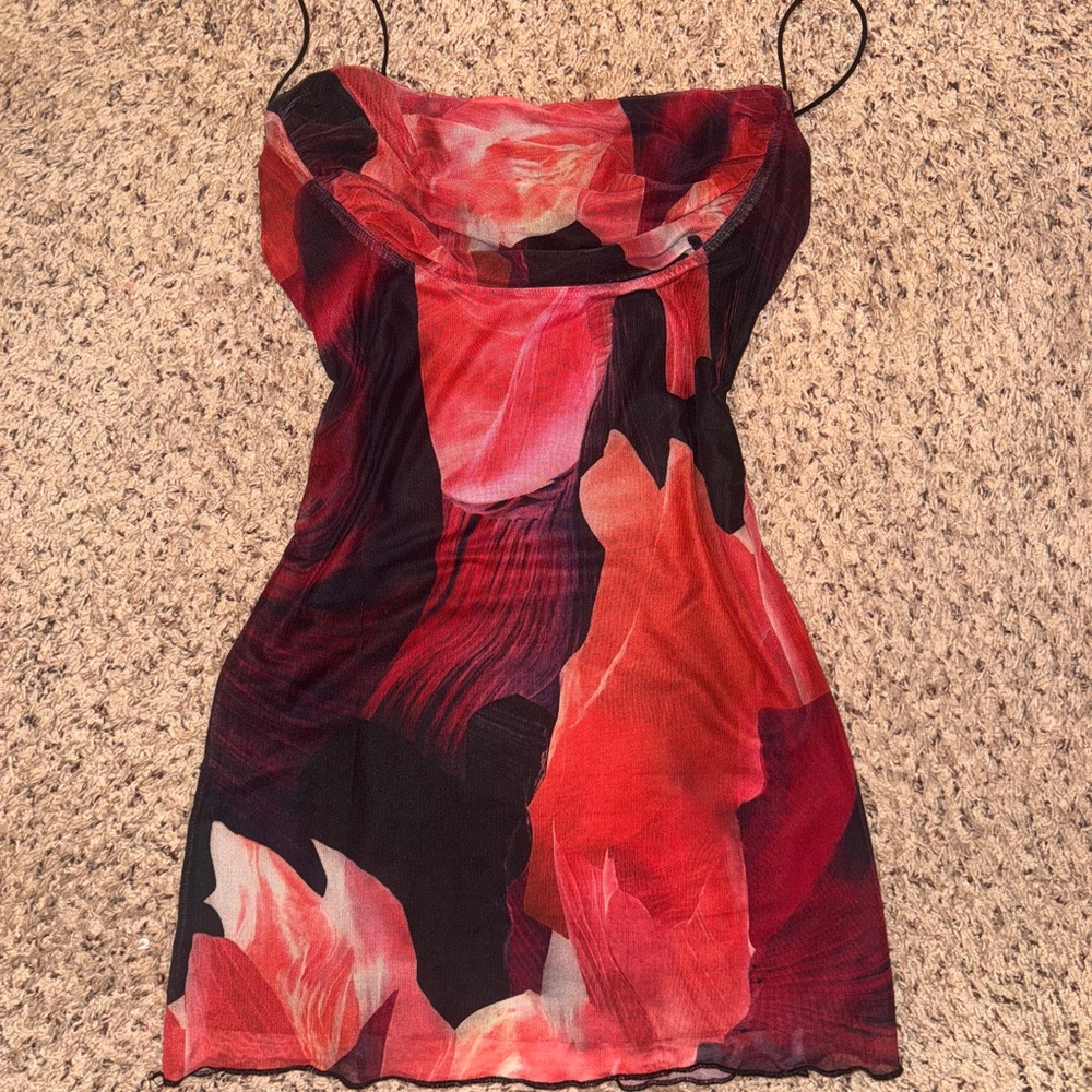 Princess Polly Red and Black Mesh Dress